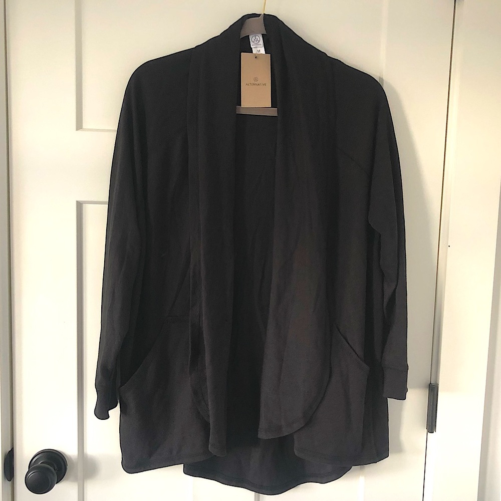 New NWT Alternative Apparel long black open cardigan jacket sweater M medium L